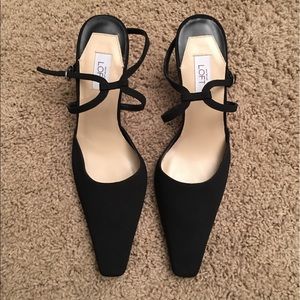 Ann Taylor LOFT Black MoonLight Satin Pumps sz 8B
